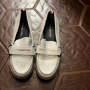 Tommy Hilfiger White Flats Timeless Penny Loafers